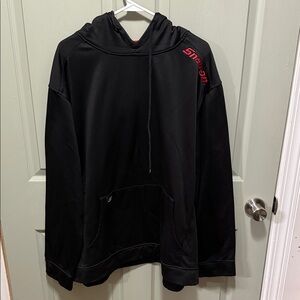 Sleek Black Hoodie with Red Detailing